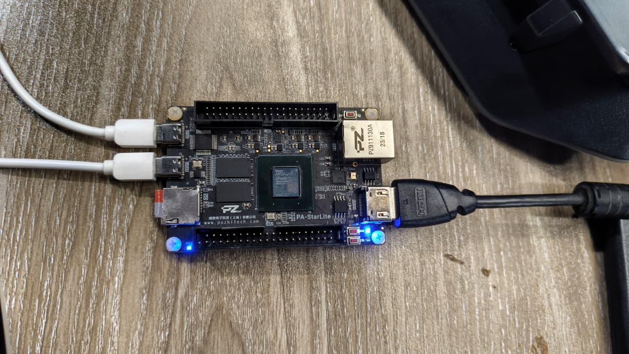 PA-StarLite FPGA board running CNN Digit Detector
